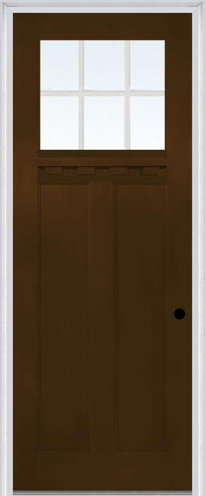 MMI Craftsman 2 Panel Flush Glazed With Shelf 3'0" X 8'0" Fiberglass Fir Clear Glass Finger Jointed Primed Exterior Prehung Door 801,803, Or 806