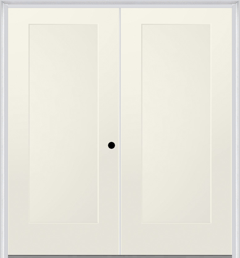 MMI TWIN/DOUBLE 1 PANEL SHAKER 6'8" FIBERGLASS SMOOTH EXTERIOR PREHUNG DOOR 10 SHK
