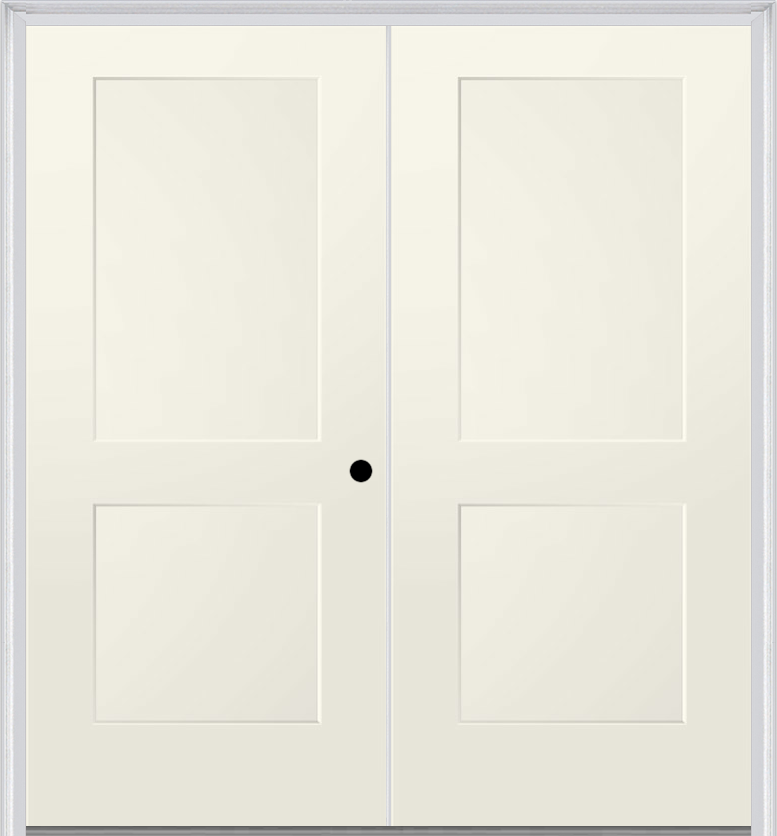 MMI TWIN/DOUBLE 2 PANEL SHAKER 6'8" FIBERGLASS SMOOTH EXTERIOR PREHUNG DOOR 20 SHK