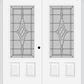 MMI TWIN/DOUBLE 3/4 LITE 2 PANEL 6'0" X 6'8" FIBERGLASS SMOOTH GRACE NICKEL OR GRACE PATINA DECORATIVE GLASS EXTERIOR PREHUNG DOOR 607