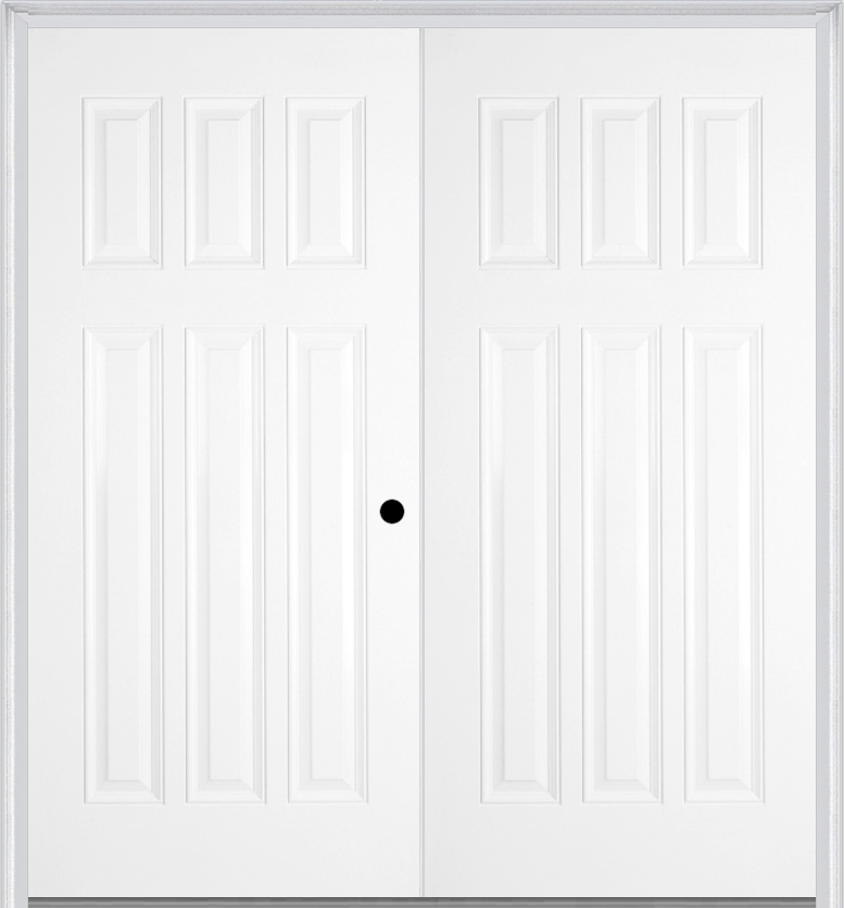 MMI TWIN/DOUBLE CRAFTSMAN 6 PANEL 6'0" X 6'8" FIBERGLASS SMOOTH EXTERIOR PREHUNG DOOR 400