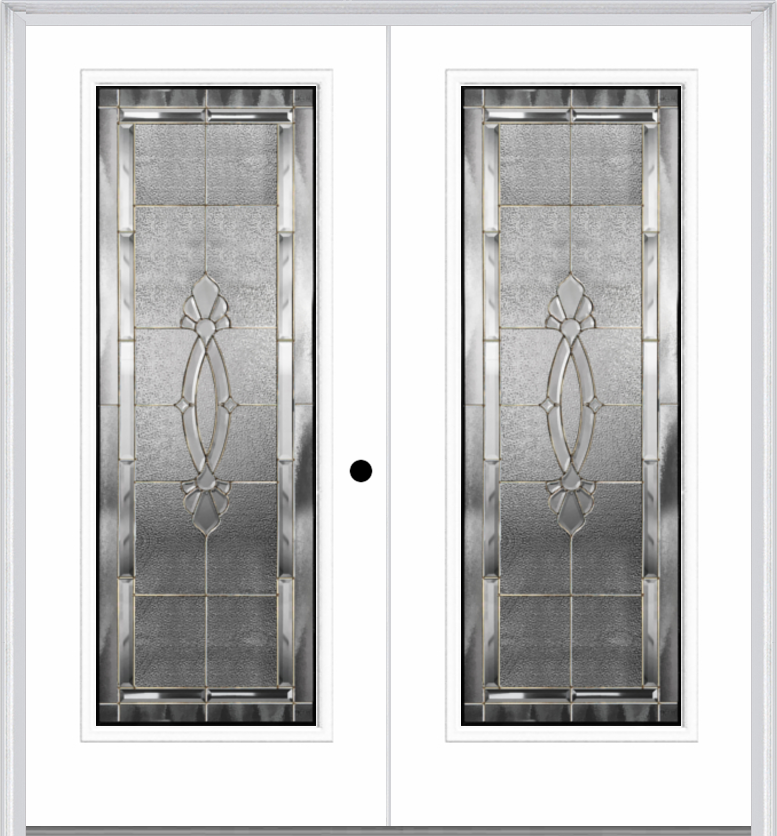 MMI TWIN/DOUBLE FULL LITE 6'8" FIBERGLASS SMOOTH BELAIRE ZINC DECORATIVE GLASS EXTERIOR PREHUNG DOOR 686