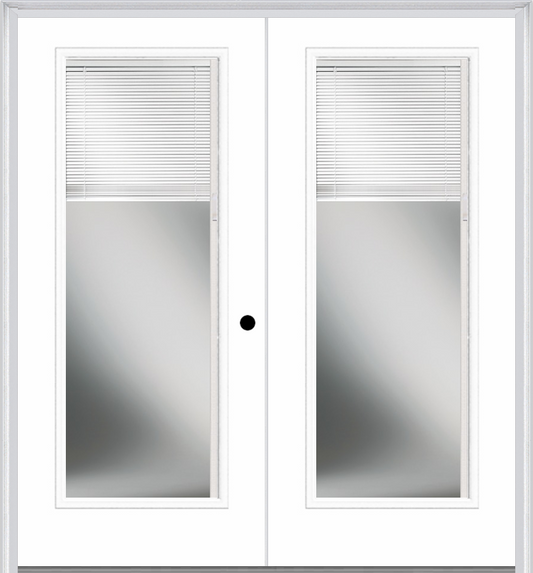 MMI Twin/Double Full Lite Raise/Lower Blinds 6'8" Builders Classic Fiberglass Exterior Prehung Door 686 RLB Low-E Option