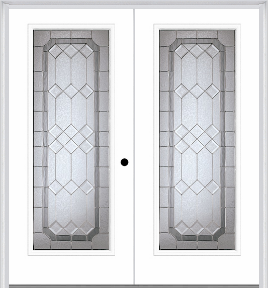 MMI Twin/Double Full Lite 6'8" Fiberglass Smooth Majestic Nickel Decorative Glass Exterior Prehung Door 686