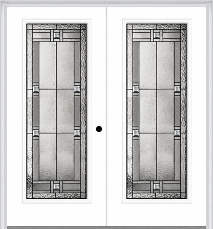 MMI Twin/Double Full Lite 6'8" Fiberglass Smooth Noble Patina Decorative Glass Exterior Prehung Door 686