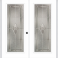 MMI TWIN/DOUBLE FULL LITE 6'8" FIBERGLASS SMOOTH NOUVEAU BRASS, NOUVEAU NICKEL, OR NOUVEAU PATINA DECORATIVE GLASS EXTERIOR PREHUNG DOOR 686