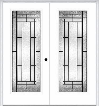 MMI Twin/Double Full Lite 6'8" Fiberglass Smooth Pembrook Patina Decorative Glass Exterior Prehung Door 686