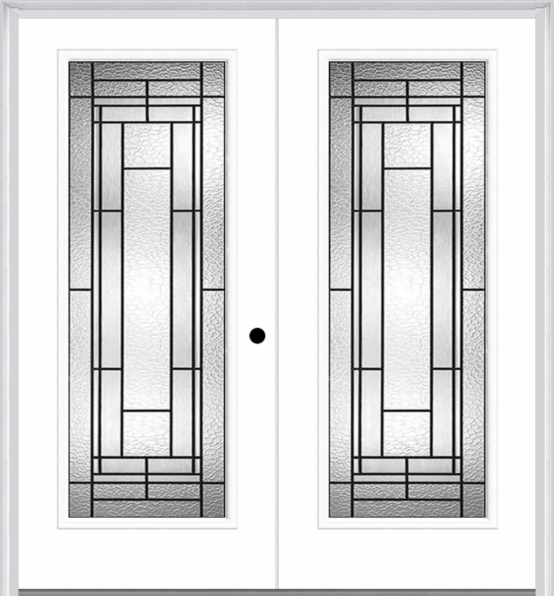 MMI Twin/Double Full Lite 6'8" Fiberglass Smooth Pembrook Patina Decorative Glass Exterior Prehung Door 686