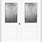 MMI TWIN/DOUBLE 1/2 LITE 1 PANEL 6'8" FIBERGLASS SMOOTH BELAIRE ZINC DECORATIVE GLASS EXTERIOR PREHUNG DOOR 682