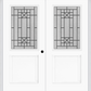 MMI TWIN/DOUBLE 1/2 LITE 1 PANEL 6'8" FIBERGLASS SMOOTH COURTYARD NICKEL VEIN WROUGHT IRON DECORATIVE GLASS EXTERIOR PREHUNG DOOR 682