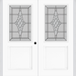 MMI TWIN/DOUBLE 1/2 LITE 1 PANEL 6'8" FIBERGLASS SMOOTH GRACE NICKEL OR GRACE PATINA DECORATIVE GLASS EXTERIOR PREHUNG DOOR 682
