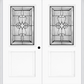 MMI TWIN/DOUBLE 1/2 LITE 1 PANEL 6'8" FIBERGLASS SMOOTH JAMESTOWN PATINA DECORATIVE GLASS EXTERIOR PREHUNG DOOR 682