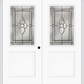 MMI TWIN/DOUBLE 1/2 LITE 1 PANEL 6'8" FIBERGLASS SMOOTH NOUVEAU NICKEL OR NOUVEAU PATINA DECORATIVE GLASS EXTERIOR PREHUNG DOOR 682