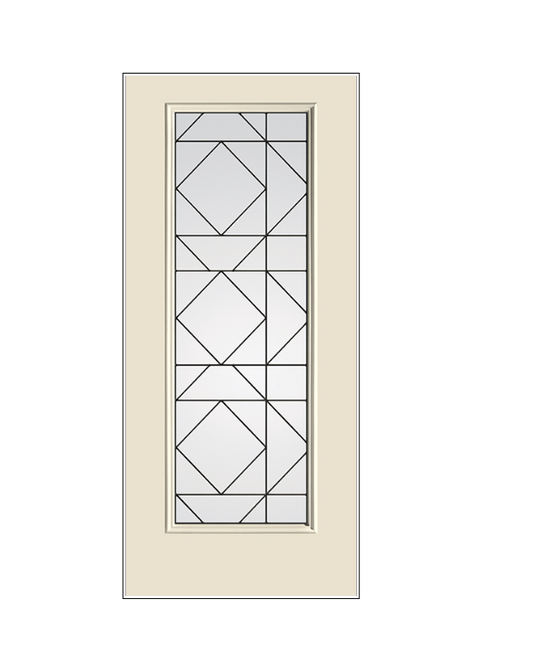 THERMATRU Full Lite 6'8" Smooth Star Fiberglass Echelon Decorative Glass Exterior Prehung Door S2385 A, C, Or D