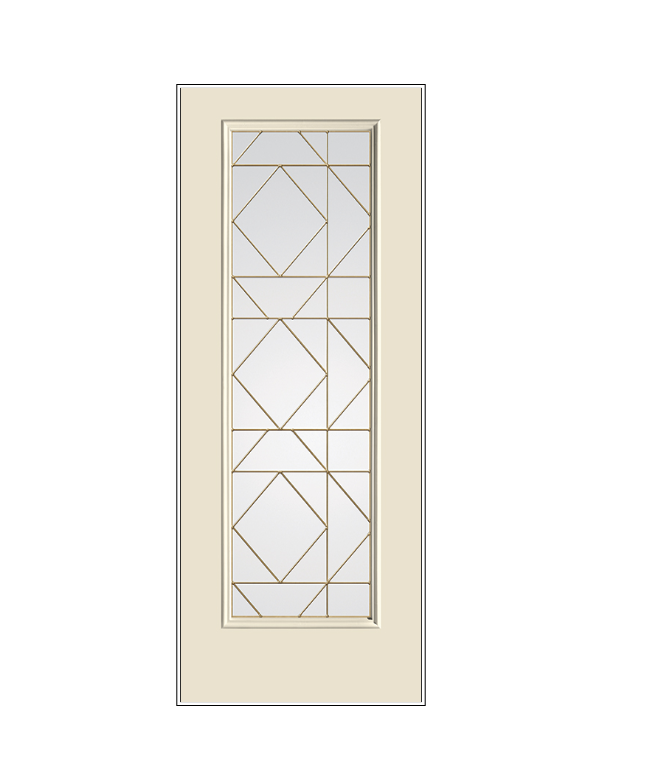 THERMATRU Full Lite 6'8" Smooth Star Fiberglass Echelon Decorative Glass Exterior Prehung Door S2385 A, C, Or D