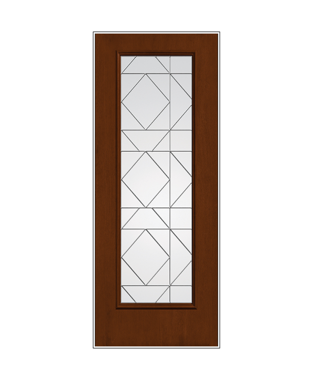 THERMATRU Full Lite 6'8" Fiber Classic Fiberglass Echelon Decorative Glass Exterior Prehung Door Fcm2385 A, C, Or D