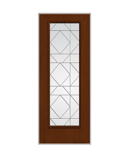 THERMATRU Full Lite 6'8" Fiber Classic Fiberglass Echelon Decorative Glass Exterior Prehung Door Fcm2385 A, C, Or D