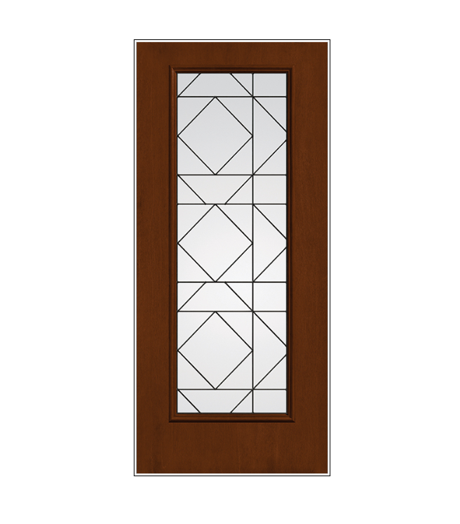 THERMATRU Full Lite 6'8" Fiber Classic Fiberglass Echelon Decorative Glass Exterior Prehung Door Fcm2385 A, C, Or D