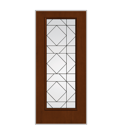 THERMATRU Full Lite 6'8" Fiber Classic Fiberglass Echelon Decorative Glass Exterior Prehung Door Fcm2385 A, C, Or D