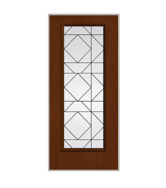 THERMATRU Full Lite 6'8" Fiber Classic Fiberglass Echelon Decorative Glass Exterior Prehung Door Fcm2385 A, C, Or D