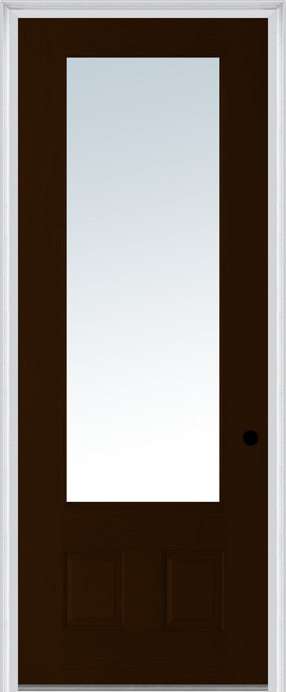 MMI 3/4 Lite 2 Panel 3'0" X 8'0" Fiberglass Oak Clear Glass Finger Jointed Primed Exterior Prehung Door 147