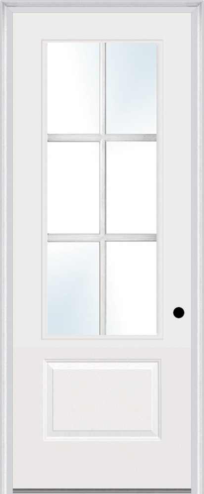 MMI 3/4 Lite 1 Panel Direct Glazed 3'0" X 8'0" Fiberglass Smooth Pro Clear Glass Finger Jointed Primed Exterior Prehung Door