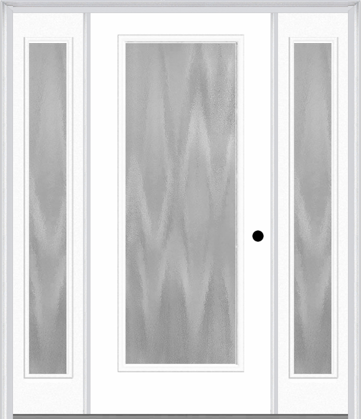 MMI Full Lite 3'0" X 6'8" Textured/Privacy Fiberglass Smooth Exterior Prehung Door With 2 Full Lite Textured/Privacy Glass Sidelights 686