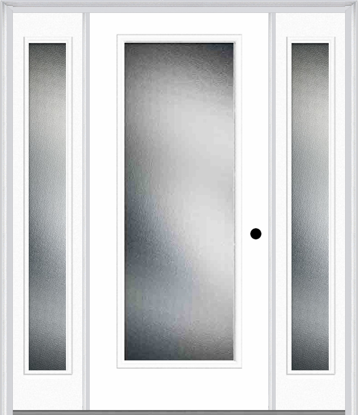 MMI Full Lite 3'0" X 6'8" Textured/Privacy Fiberglass Smooth Exterior Prehung Door With 2 Full Lite Textured/Privacy Glass Sidelights 686