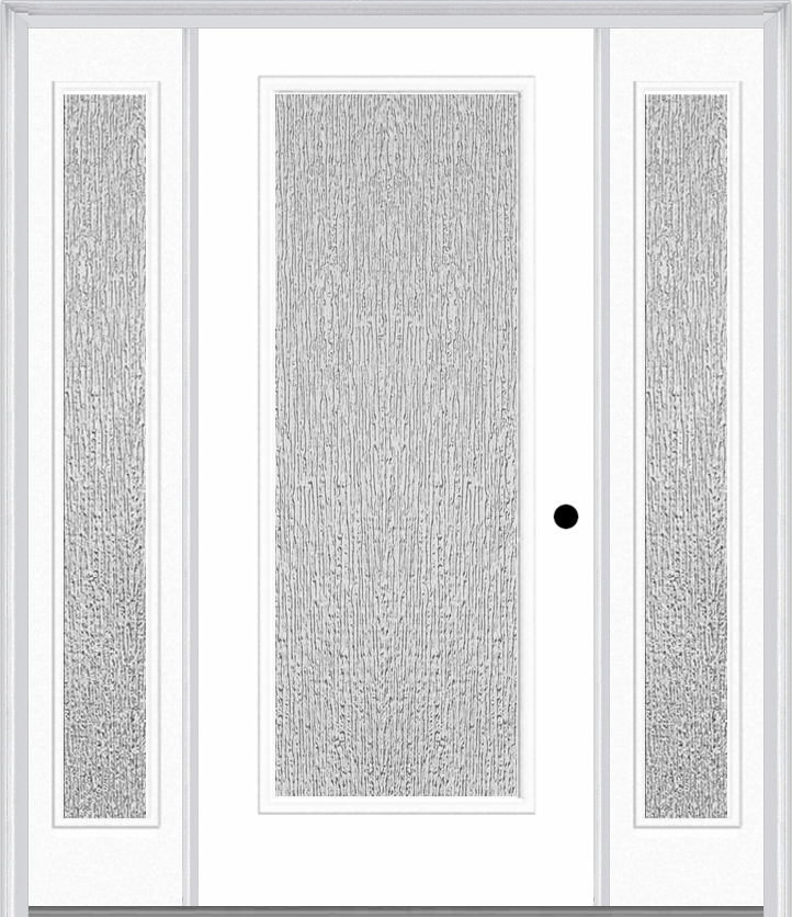 MMI Full Lite 3'0" X 6'8" Textured/Privacy Fiberglass Smooth Exterior Prehung Door With 2 Full Lite Textured/Privacy Glass Sidelights 686