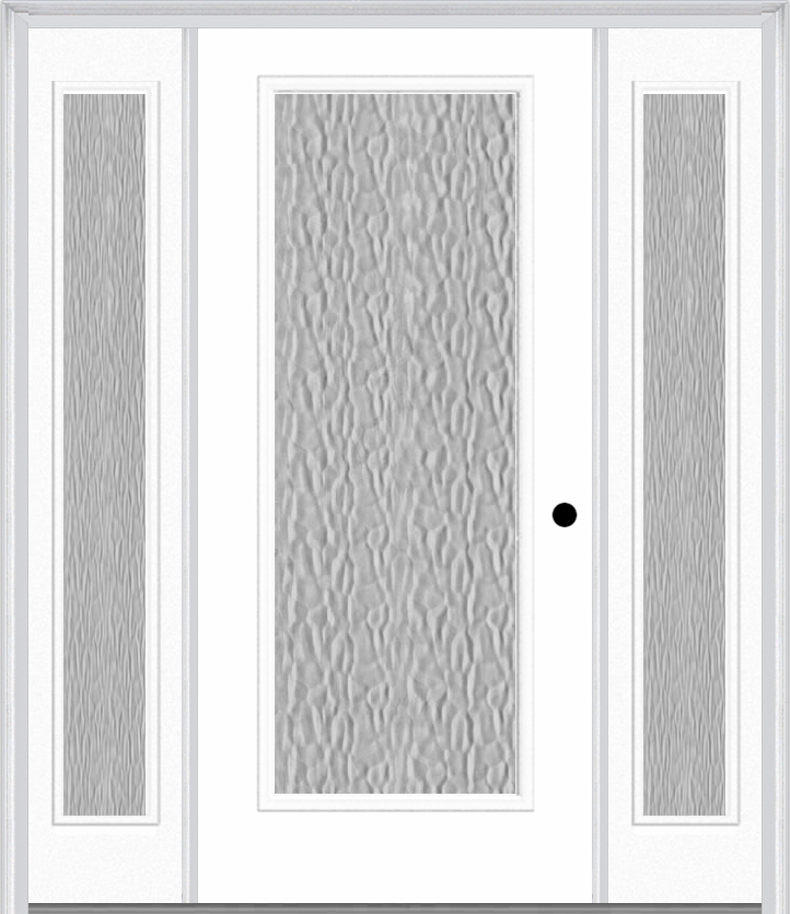 MMI Full Lite 3'0" X 6'8" Textured/Privacy Fiberglass Smooth Exterior Prehung Door With 2 Full Lite Textured/Privacy Glass Sidelights 686