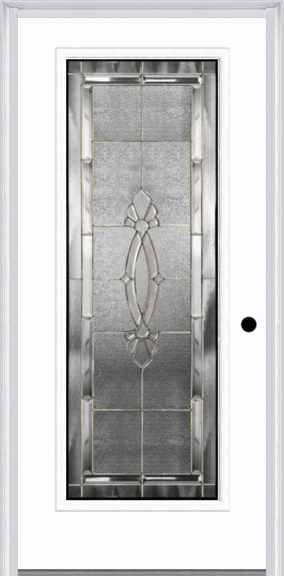 MMI Full Lite 6'8" Fiberglass Smooth Belaire Zinc Decorative Glass Exterior Prehung Door 686