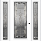 MMI Full Lite 6'8" Fiberglass Smooth Belaire Zinc Exterior Prehung Door With 2 Full Lite Belaire Zinc Decorative Glass Sidelights 686