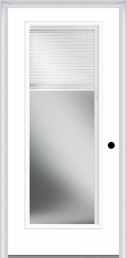MMI FULL LITE RAISE/LOWER BLINDS 6'8" BUILDERS CLASSIC CLEAR GLASS FINGER JOINTED PRIMED EXTERIOR PREHUNG DOOR 686 RLB