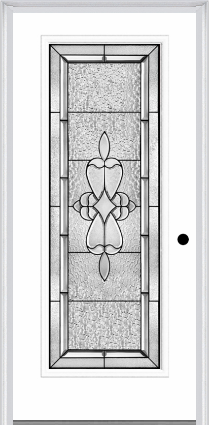 MMI FULL LITE 6'8" FIBERGLASS SMOOTH JAMESTOWN PATINA DECORATIVE GLASS EXTERIOR PREHUNG DOOR 686