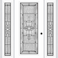 MMI FULL LITE 6'8" FIBERGLASS SMOOTH JAMESTOWN PATINA EXTERIOR PREHUNG DOOR WITH 2 FULL LITE JAMESTOWN PATINA DECORATIVE GLASS SIDELIGHTS 686