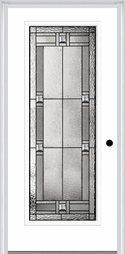 MMI Full Lite 6'8" Fiberglass Smooth Noble Patina Decorative Glass Exterior Prehung Door 686