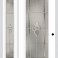 MMI Full Lite 3'0" X 6'8" Fiberglass Smooth Nouveau Nickel Or Nouveau Patina Exterior Prehung Door With 1 Full Lite Nouveau Brass, Nickel, Or Patina Decorative Glass Sidelight 686