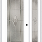 MMI FULL LITE 3'0" X 6'8" FIBERGLASS SMOOTH NOUVEAU BRASS, NOUVEAU NICKEL, OR NOUVEAU PATINA EXTERIOR PREHUNG DOOR WITH 1 FULL LITE NOUVEAU BRASS, NICKEL, OR PATINA DECORATIVE GLASS SIDELIGHT 686
