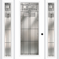 MMI Full Lite 6'8" Fiberglass Smooth Oak Park Patina Exterior Prehung Door With 2 Full Lite Oak Park Patina Decorative Glass Sidelights 686
