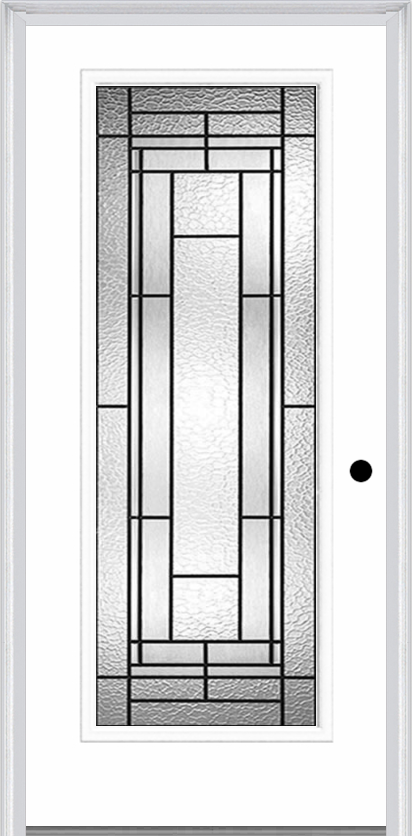 MMI Full Lite 6'8" Fiberglass Smooth Pembrook Patina Decorative Glass Exterior Prehung Door 686