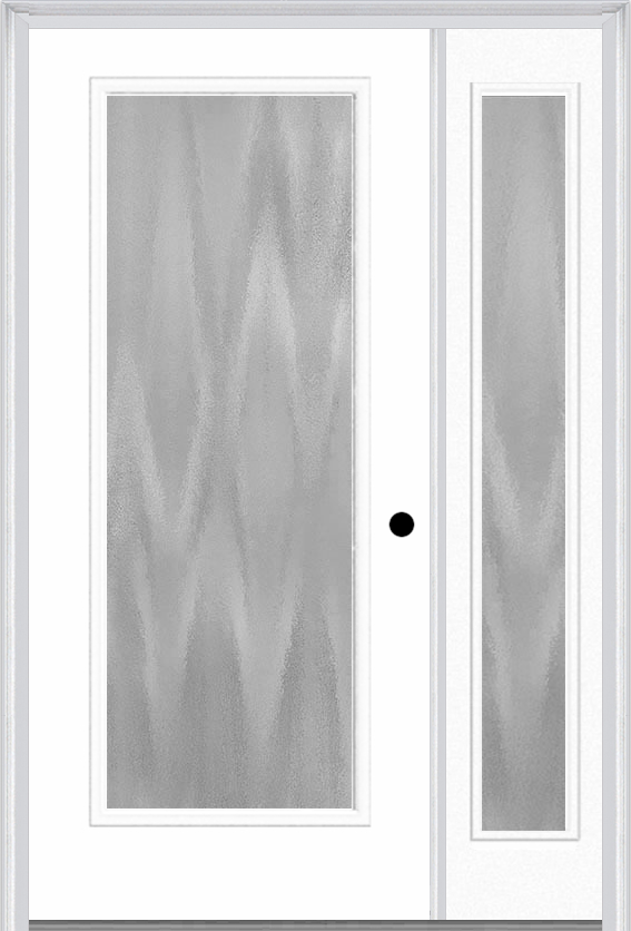 MMI Full Lite 3'0" X 6'8" Textured/Privacy Fiberglass Smooth Exterior Prehung Door With 1 Full Lite Textured/Privacy Glass Sidelight 686