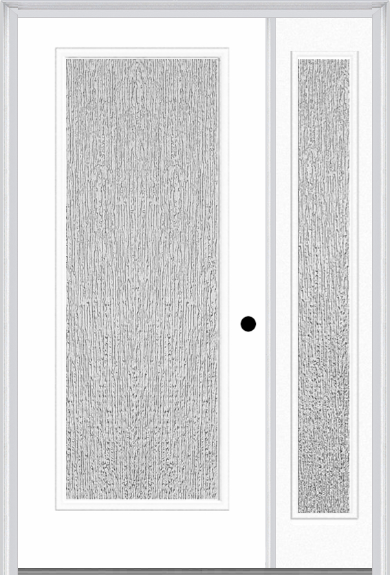 MMI Full Lite 3'0" X 6'8" Textured/Privacy Fiberglass Smooth Exterior Prehung Door With 1 Full Lite Textured/Privacy Glass Sidelight 686