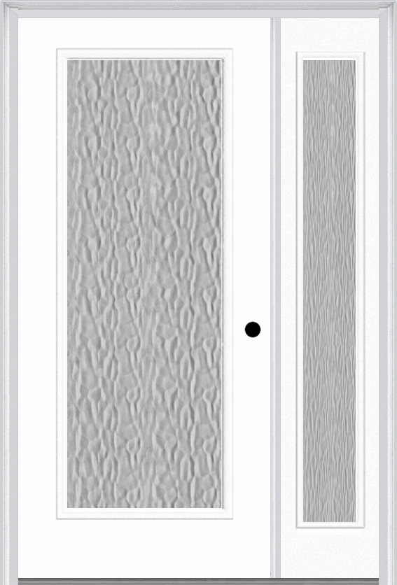 MMI Full Lite 3'0" X 6'8" Textured/Privacy Fiberglass Smooth Exterior Prehung Door With 1 Full Lite Textured/Privacy Glass Sidelight 686