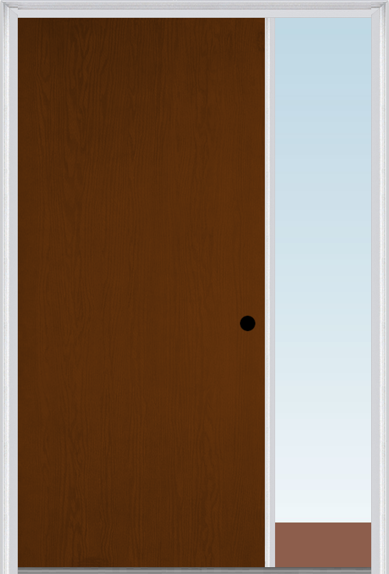 MMI Flush 3'0" X 6'8" Fiberglass Oak Finger Jointed Primed Exterior Prehung Door With 1 Direct Set Sidelight