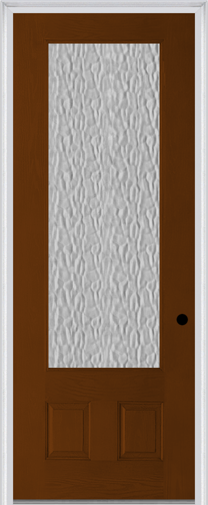 MMI 3/4 Lite 2 Panel 3'0" X 8'0" Fiberglass Oak Textured/Privacy Glass Finger Jointed Primed Exterior Prehung Door