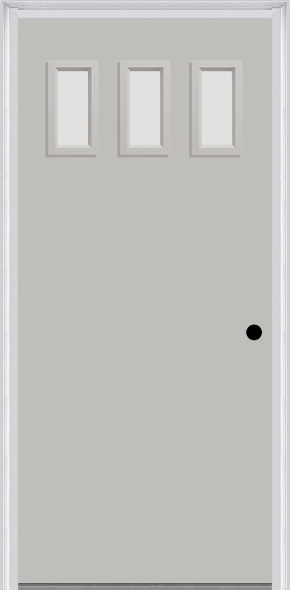 MMI 3 Lite Vertical 6'8" Fiberglass Smooth Clear Or Frosted Glass Exterior Prehung Door 842V3