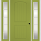 MMI 2 Panel Arch Planked 3'0" X 6'8" Fiberglass Smooth Exterior Prehung Door With 2 Full Lite SDL Grilles Glass Sidelights 200