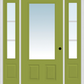 MMI 3/4 Lite 2 Panel 3'0" X 6'8" Fiberglass Smooth Exterior Prehung Door With 2 SDL Grilles 3/4 Lite Low-E Glass Sidelights 147
