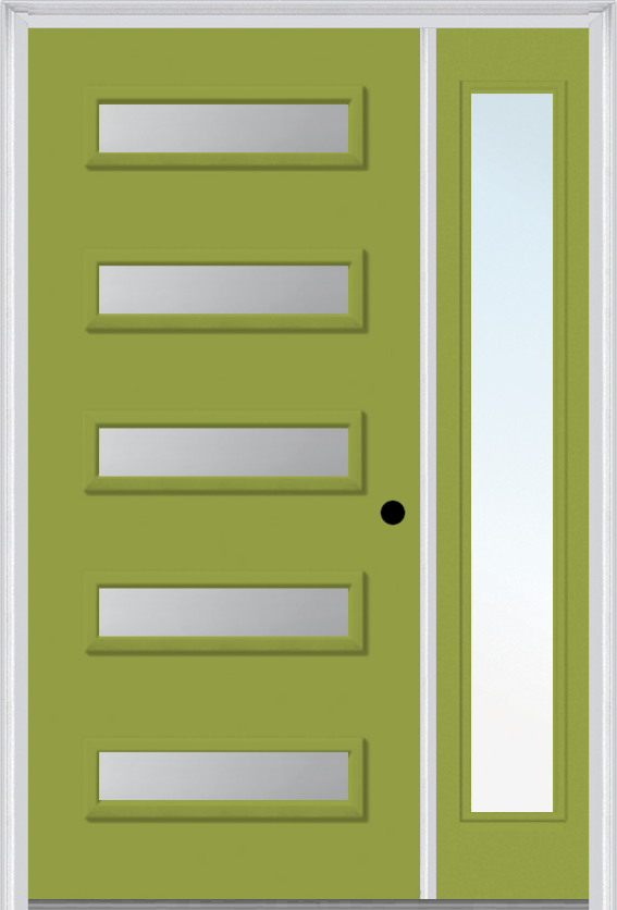 MMI 5 Lite 3'0" X 6'8" Fiberglass Smooth Clear Or Frosted Glass Exterior Prehung Door With 1 Craftsman Full Lite Low-E Sidelight 842H5