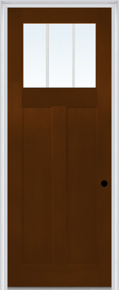MMI Craftsman 2 Panel Flush Glazed 3'0" X 8'0" Fiberglass Fir Clear Glass Finger Jointed Primed Exterior Prehung Door 801,803, Or 806
